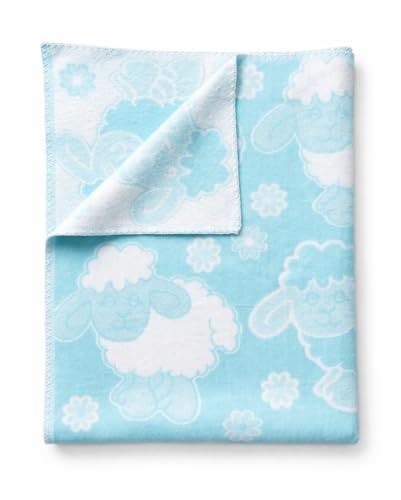 TextilBase 100x140 cm Babydecke aus 100% Baumwolle - Blaue Schafe