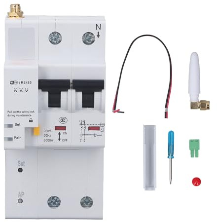 WGFOIP WiFi Circuit Breaker Smart Air Switch med överbelastningsskydd för Hem och Kontor Hållbar ABS 2P-fjärrkontroll (Aai)