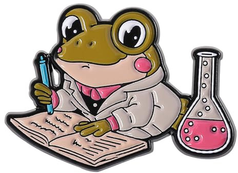 Broche unique grenouille scientifique animale avec tube à tests de microscope, broche accessoire de laboratoire pour les amateurs de science, broche avec microscope et tube à essai, accessoire sur le