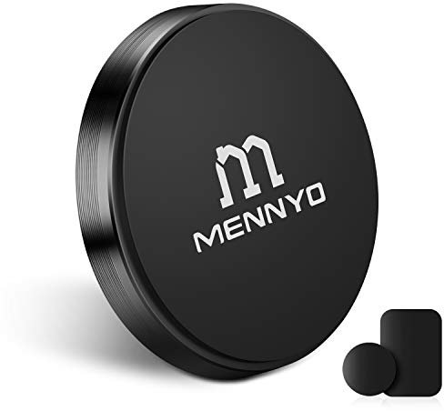 MENNYO Iman Coche movil, Conjunto de 1 Soporte con Láminas Metálicas Pegado al Tablero | Pared magnético Compatible con iPhone Samsung Galaxy/Note Huawei, etc.