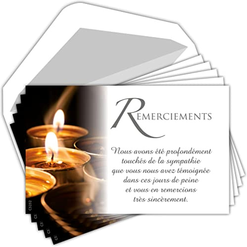 Afie C5252 Pochette de 5 Cartes Remerciements Condoléances Nos pensées affectueuses vous Soutiennent dans l'épreuve Feuilles Décès Deuil Fabriqué en France