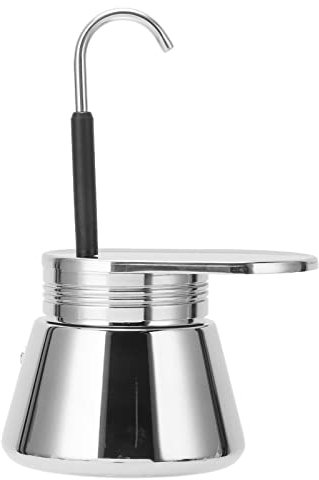 Qcwwy Single Spout Moka, 200ml Classic Italian Coffee Maker Stainless Steel Espresso Maker Moka Stovetop Portable Coffee Machine for Home Cafe Office, Easy to Operate, Classic Design