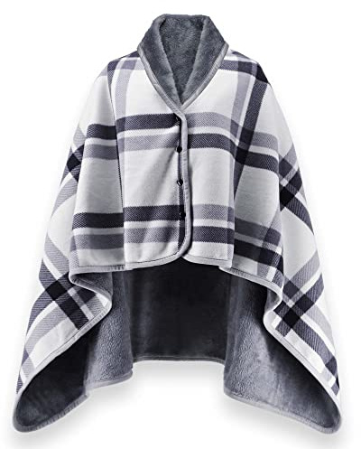 beifon Poncho da Donna Mantello Caldo Invernale Mantella Scialle Grande Sciarpa Cappotto Poncho Lavorato a Maglia Wrap Open Front Cape Poncho Mantello Indossabile Mantella Coprispalle(Grigio)