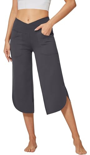 G4Free Yogabyxor, dam, capribyxor med fickor, bootleg, stretch, slagbyxor, bootcut, sportbyxor, hög midja, flare-byxor, jazzbyxor, GRÅ, S