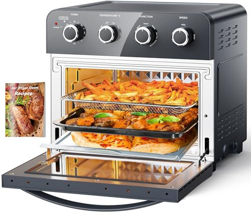 KeeGone Minibackofen mit Umluft 23L, 6 in 1 Multifunktionsofen,1700W Heißluftfritteuse,ölfreies Kochen Airfryer, 3 Schichten, Einstellbarer Heißluft-Backofen mit 100 Rezepten
