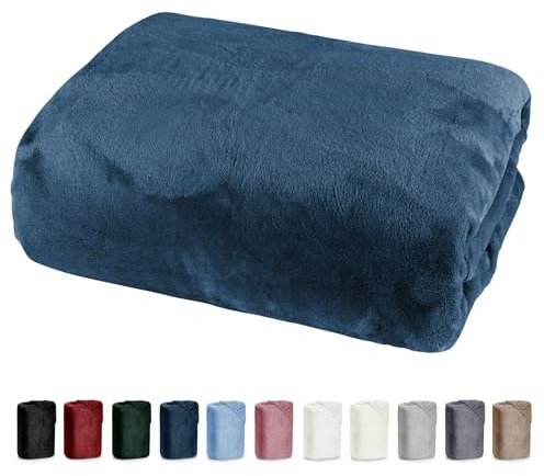 Bettlaken 150x200 Cashmere Touch Spannbettlaken Super Soft Winter Spannbetttuch Nicky Plüsch Teddy Typ585 Öko-Tex pflegeleicht Marine blau für 140x200 bis 160x200
