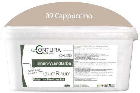 Contura Caldo 2,5 Liter Wandfarbe 35 Farben Deckenfarbe Contura Hohe Profi Deckkraft Klasse 1 (09 Cappuccino)