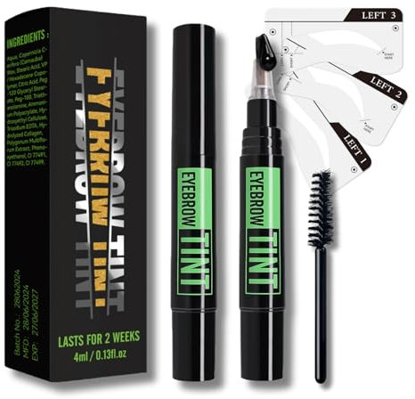 SHEBEEDO Semi-Permanent Eyebrow Dye Dark Brown Professional Formula Brow Tint Kit - Natural Looking Results in 3 Seconds, Up to 10 Days