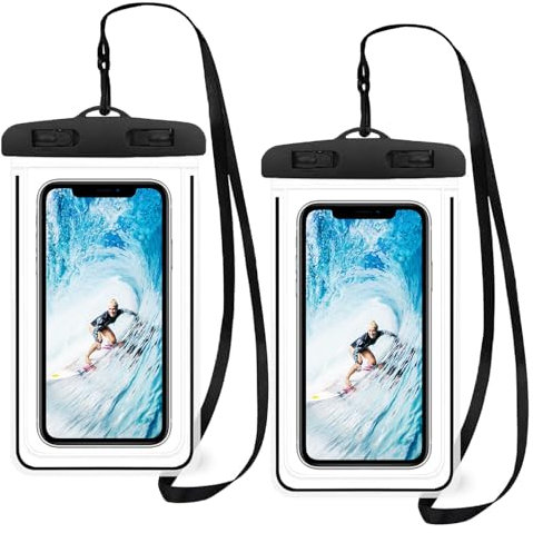 2 Stück Schwarz Wasserdichte Handyhülle Unterwasser,Wasserfeste Schwimmen Umhängen Cover Handytasche,Waterproof Phone Case,Wasserhülle Handy Hülle Zum Tauchen,Beach Essentials Outdoor Wassersport