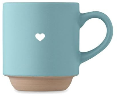 Kleine Kaffee Tasse aus Keramik mit eingraviertem Herz. Platzsparend Stapelbar. Passend für doppelten Espresso oder für die Kinder. max. 170ml - Ø6,8 - Höhe: 8cm (Petrol)