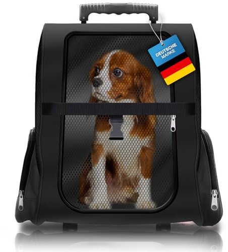 All Pets United Hunde-Trolley Haustier Tragetasche Transportbox für Hunde und Katzen Tier-Trolley Haustier-Rucksack (Schwarz)