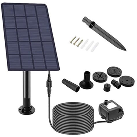15cm Solar Water Fountain Set, 200L/H Solar Fountain Pump, 5V/2.5W Solar Powered Water Pump, up to 65cm Spray Height, for Bird Bath Fish Tank Pond (1 set)
