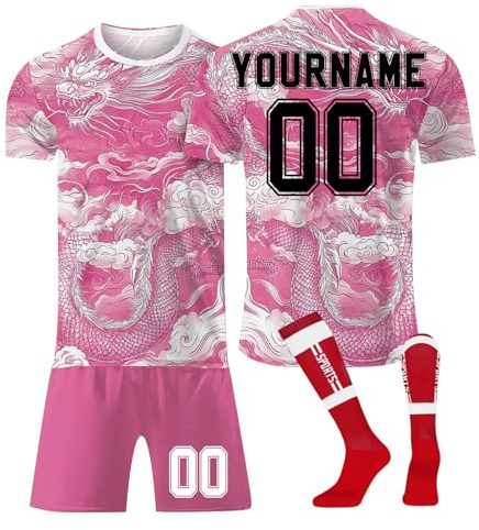 Maillot de Foot Personnalisé Enfant et Adultes avec Nom Numéro de L'équipe Garçon Vêtements Football Tee Shirt Short avec Chaussette Ensemble Gifts