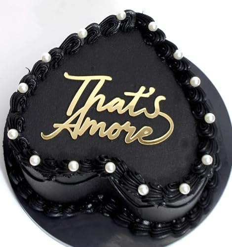 That's Amore Cake Topper - Acrylic Gold Bachelorette Bridal Shower Decorations, Thats Amore Wedding Cake Decor for Bachelorette, Engagement, Wedding Reception, Anniversary