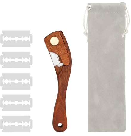 WAMEITF Bread Cutter with Knife Sheath, Bread Scoring Knife with Ergonomic Wood Handle & Replaceable 5 Blades, Stainless Steel Baking Dough Cutter for Bakers Pastries