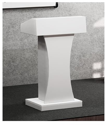 Vitt träpodium för presentationer, konferenspulpit, mobilt för kontor, skola, kyrka och mångsidigt displayställ för alla scener.