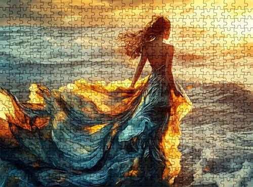 Pussel 3 000 delar, träpussel för vuxna kvinnor vågor impossibla klassiska jigsaw pussel 122 x 81 cm, familjespel, pussel stressminskning tankespel, pusselälskare w0-692