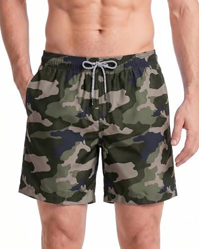 MaaMgic Men's Swimming Trunks Quick Dry Fit Performance Surfing Short Pockets, Camouflage-9271, Medium ( Waist:31''-33'' )