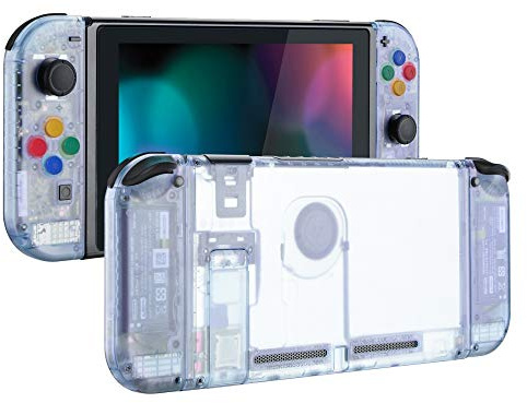 eXtremeRate Coque pour Nintendo Switch avec Boutons Accessoires, Coque Remplacement pour Nintendo Switch Console Joycon-Bleu Glacier