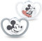 NUK Space Schnuller | 18-36 Monate | Schnuller mit extra Belüftung | BPA-freies Silikon | Disney Mickey Maus | grau und weiß | 2 Stück