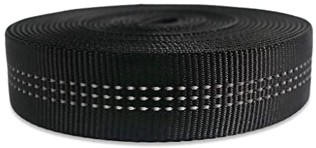 NewDoar UIAA & CE Certifié 1 pouce Tube de sangle tubulaire en nylon/sangle d'escalade tubulaire Sangle robuste pour le sauvetage, l'escalade, les harnais et la lutte contre les incendies(Noir 10Yard)