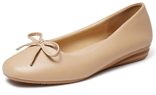 Greatonu Señoras Cerradas Bailarinas Zapatos Planos Bailarinas Clásicas para Mujeres con Lazo Ballet Plano
