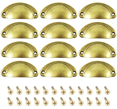 CEEYSEE YLSHUG - 12 tiradores para muebles de 81 mm x 35 mm - Pomos para muebles vintage de cocina o cajones. Semicírculo. Tiradores con tornillos para puertas de armario