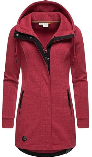 Ragwear Damen Leichter Sweat Übergangsmantel lang windabweisend mit Kapuze Letty Intl. Raspberry24 Gr. 4XL