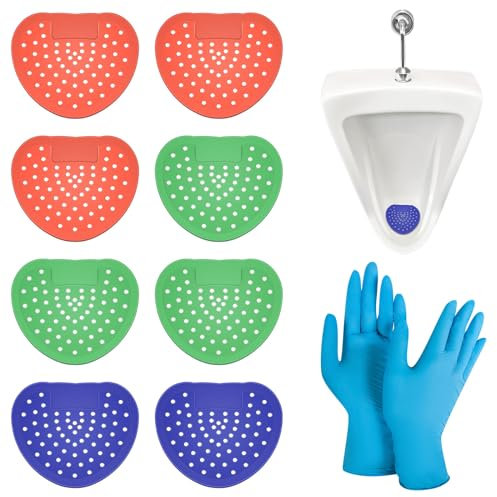 Urinalsieb mit Duft Urinaleinlage 9 Stücke Urinalsieb Spritzschutzmatte Passend Pissoirsieb mit 5 Paar Nitril-Handschuhe für Toiletten in Alle Gewerblichen Orte und Wohnungen