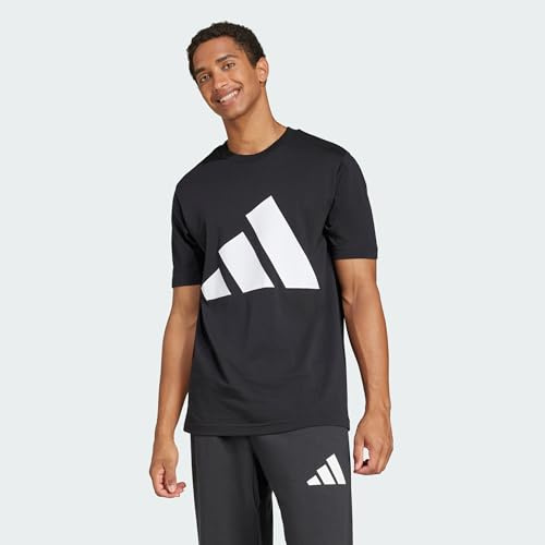 adidas Hombre Essentials Big Logo Single Jersey Shirt, Black/White, XXL