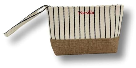 Vico Casa® Bolso de Mano Playa para Mujer, Bolso Pequeño de marcon Base de Yute, Rayas Versilia Azul/Bolso Mujer pequeño 19x15x7cm (ZX-15605-B)