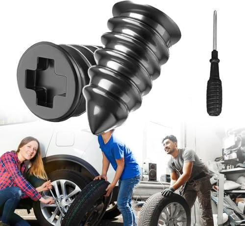 Vakuum Reifen Reparatur-Nagel, 60 Stück Reifenreparaturset Reifen Reparatur Schlauchlose Reifen-Reparaturset, Reifenreparatur-Gumminagel mit Schraubendreher für Auto, PKW, SUV LKW, Wohnwagen, Fahrrad