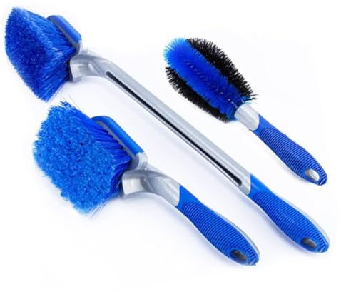 Zeroneige Kit Brosse de Nettoyage Voiture, Polis pour Roue, Poli pour Les Jantes, 3pcs Brosse de Lavage à Main Camion, Balai de Lavage Nettoyage