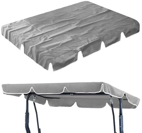 CPROSP Reservtak för hollywoodgunga (180 x 110 cm/210 x 145 cm): Högkvalitativt soltak med 2 tunnelslingor, 100 % 600D oxfordtyg, överdrag för trädgårdsgungor vattentätt och UV-skydd grå
