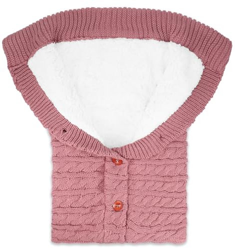 Starvortex Winterschlafsack, Schlafsack Winter 68×40CM, Weich Pucksack, Bequem Schlafsack Neugeborene mit Klettverschluss, Winterschlafsack für Mädchen Junge mit Schutzhaube Kopf Schützen (Rosa)