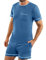 Bresdk Schlafanzug Herren Kurz Baumwolle Sommer Shorty Pyjama Herren T-Shirt Schlafanzughose Zweiteilig Pyjamas Set für Männer(Blau,L)