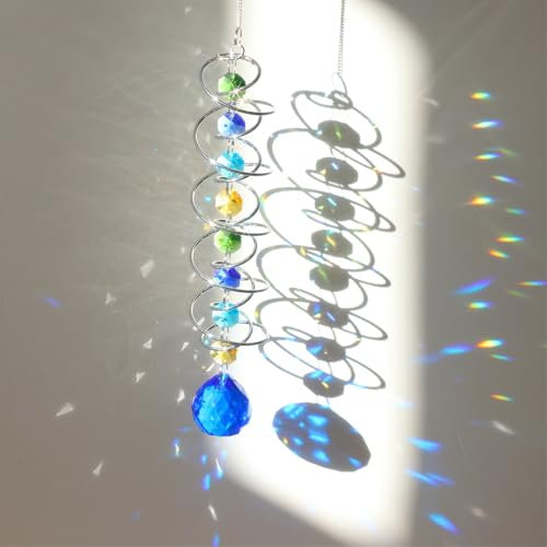 FerraDrend Acchiappasole Cristallo,45cm Acchiappa Sole da Appendere,Crystal Suncatcher,Acchiappasole in Cristallo,Appeso Arcobaleno Prisma Finestra,Cristalli Decorativi Acchiappasole per Casa,Finestre