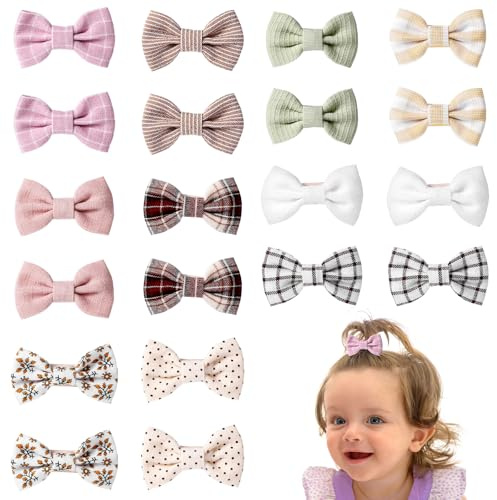 Hpmjz 20 pinzas para el pelo para bebés y niñas, de algodón, totalmente forradas, antideslizantes, elásticas, suaves, pequeñas, hechas a mano, accesorios para el cabello para recién nacidos, niños y