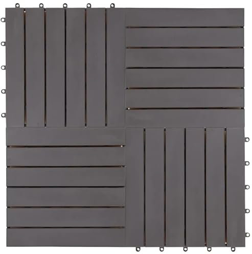 Lot de 10 carreaux de terrasse de 30 x 30 cm - Système de clic - Carreaux en bois - Revêtement de sol pour jardin d'hiver, carrelage de sol, sol de balcon, dalles de jardin