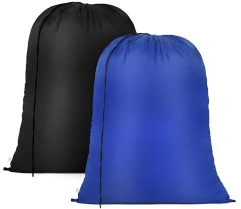 OTraki 2 piezas Bolsas de Ropa Sucia, Bolsa de Viaje Grande 60X80 cm, Bolsa Plegable Para Ropa Sucia, Para Camisas, Chaquetas Y Jerséis, Azul+negro