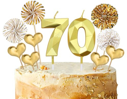 Candeline Compleanno Numeri 70,Candeline 70 Anni,3D Candele Compleanno,Candele Decorative Torte,Candela Numeriche per Feste e Compleanni,Matrimoni,Anniversari