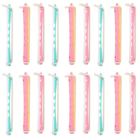 DEARMAMY Set 18 Bigodini per Permanente Piccoli 0,9 Cm in Plastica per Onde Fredde Barre Antiscivolo, Bigodini per Arricciare Chioma Lunghi e Corti, Strumento Professionale per