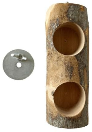 Veemoon Comedero para Pájaros de Madera de Manzano Grande Soporte de Tornillo, Contenedor de Alimentación Antidesbordamiento para Loros y Jaulas, Accesorio Resistente para Suministros