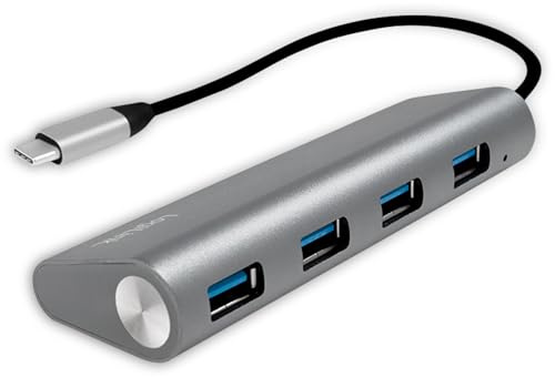 LogiLink UA0309 USB 3.1 Hub für PC/Laptop, 4-Ports Aluminiumgehäuse Silber