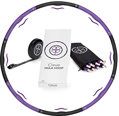 Clove ® Hula Hoop Reifen 1,2kg für Erwachsene zum Abnehmen inkl. Tasche & Maßband | Hula-Hoop mit Massage Noppen ideal für Gewichtsverlust/Bauchformung/Charminer Training/Schildkröt Sport