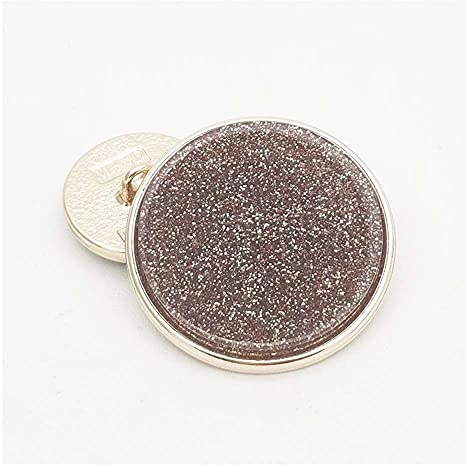 5 PCS Metal Round Shank Button Many Sizes Special Sparkling Buttons for Clothes Bags Decor Sewing Crafts (Coffee, 28mm)