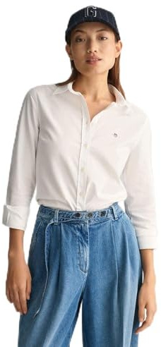 GANT SLIM STRETCH OXFORD SHIRT, Camicia elegante Donna, Bianco ( WHITE ), 44