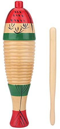 Buntes Guiro Instrument in Fischform aus Holz, Lateinische Percussion Musikinstrumente für Erwachsene und Kinder