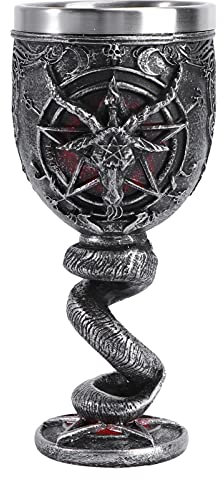 MARURY Satanismo Oscuro Oculto Sabático Cabra Baphomet Copa de vino Bebida Cáliz Figura como Satánico Lucifer Cocina Hosting Decor