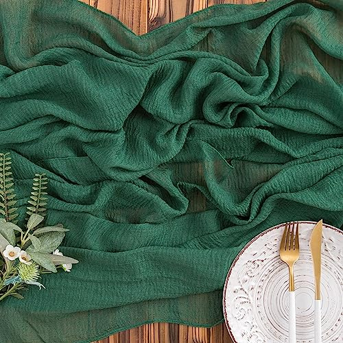 AOKSUNOVA - Runner da tavolo in mussola, tessuto decorativo in garza, runner da tavolo in garza per formaggio, runner da tavolo per matrimonio verde scuro 3m x 80cm